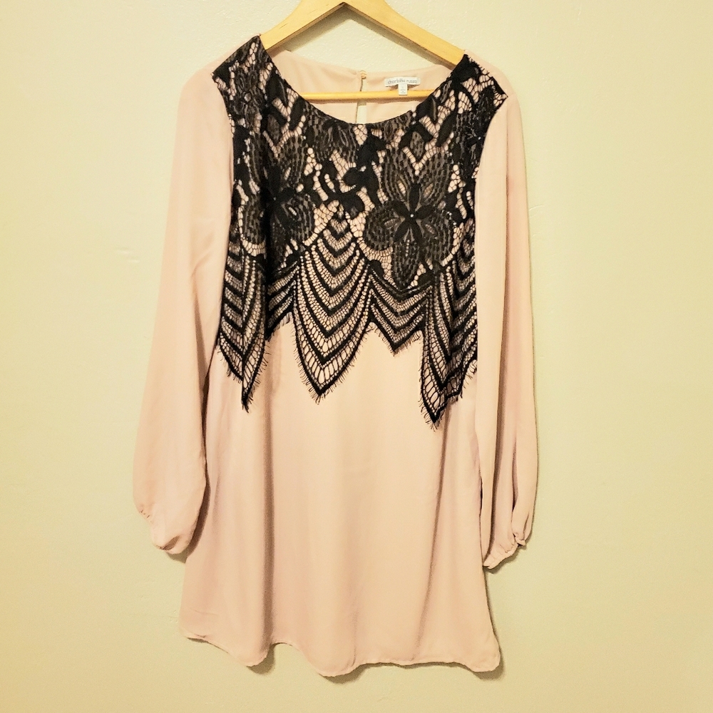 Charlotte Russe pink and black dress with lace